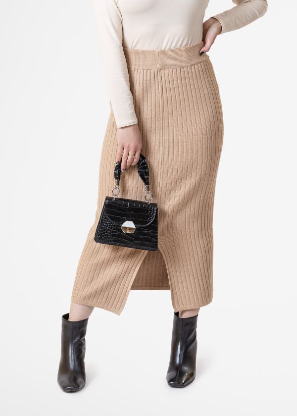 Home 2 Long Cotton Slit Skirt